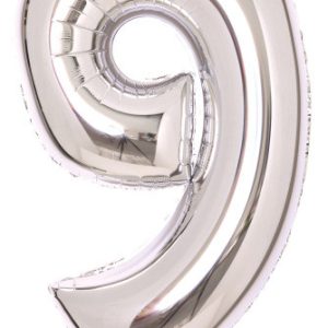 Ezüst Silver 9-es szám fólia lufi 66 cm