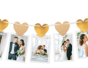 Esküvői Gold Heart fényképtartó girland