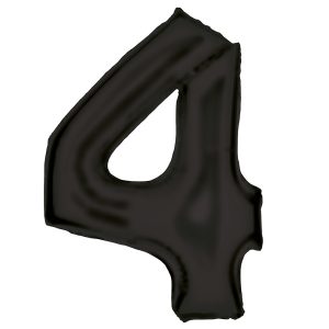 Fekete Lustre Black 4-es szám fólia lufi 86 cm