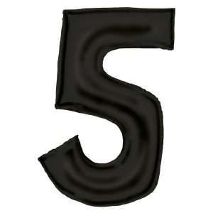 Fekete Lustre Black 5-ös szám fólia lufi 86 cm