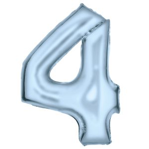 Kék Lustre Pastel 4-es szám fólia lufi 86 cm