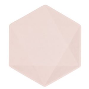 Rózsaszín Vert Decor hatszögletű lapostányér 6 db-os 15,8 cm