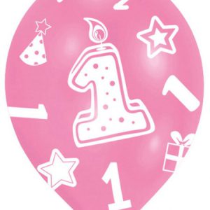 Első születésnap Pink léggömb, lufi 6 db-os 11 inch (27,5 cm)