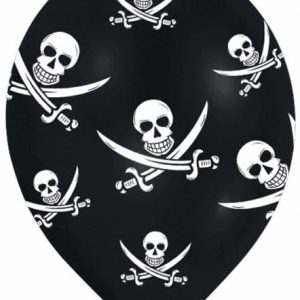Kalóz Jolly Roger léggömb, lufi 6 db-os 11 inch (27,5cm)