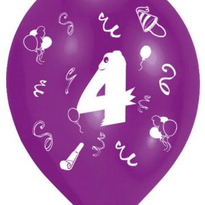 Happy Birthday 4 Ribbon léggömb, lufi 8 db-os 10 inch (25,4cm)