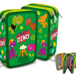 Dinoszaurusz Crazy tolltartó töltött 3 emeletes