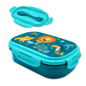 Dzsungel Blue szendvicsdoboz + evőeszköz szett
