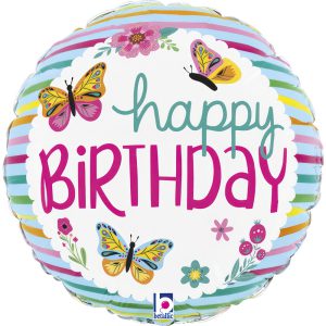 Happy Birthday Butterflies mini fólia lufi 19 cm (WP)