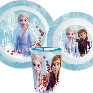 Disney Jégvarázs Blue Forest étkészlet, micro műanyag szett, pohárral 260 ml