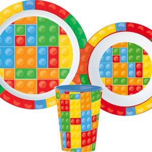 Lego mintázatú Bricks étkészlet, micro műanyag szett