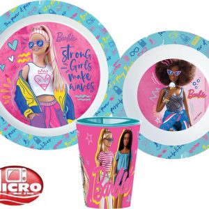 Barbie Stylish étkészlet, micro műanyag szett, pohárral 260 ml