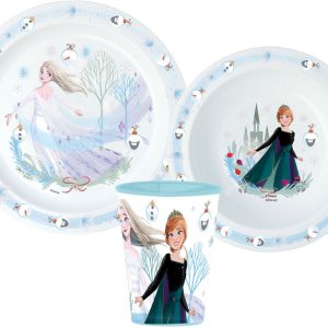 Disney Jégvarázs Royally Cool Karácsonyi étkészlet, micro műanyag szett, pohárral 260 ml