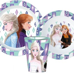 Disney Jégvarázs Ice Magic étkészlet, micro műanyag szett, pohárral 260 ml