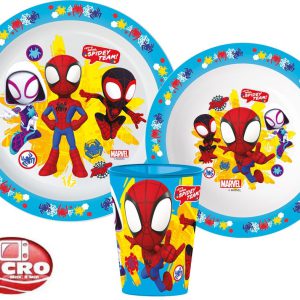 Pókember Spidey Team étkészlet, micro műanyag szett, pohárral 260 ml