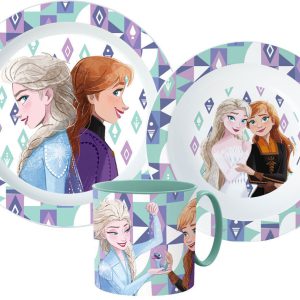Disney Jégvarázs Ice Magic étkészlet, micro műanyag szett bögrével 265 ml