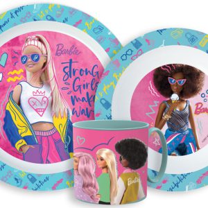 Barbie Stylish étkészlet, micro műanyag szett bögrével 265 ml