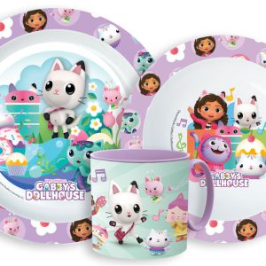 Gabi babaháza Kitty Magic étkészlet, micro műanyag szett bögrével 265 ml