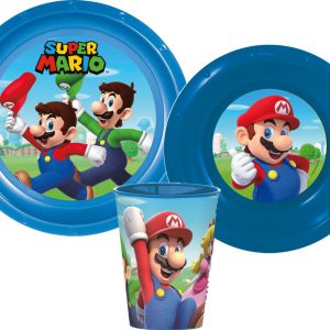 Super Mario Mushroom Kingdom étkészlet, műanyag szett