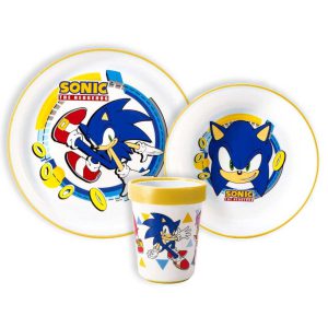 Sonic a sündisznó Rings csúszásmentes étkészlet, micro műanyag szett