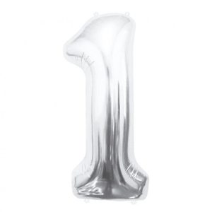Ezüst Silver 1-es szám fólia lufi 85 cm