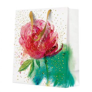 Rózsa Watercolor papír ajándéktasak, ajándékzacskó 20x25x10 cm