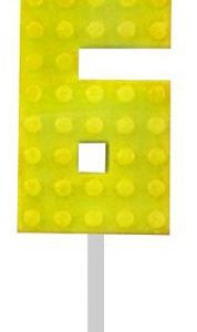 Építőkocka 6-os Yellow Blocks tortagyertya, számgyertya