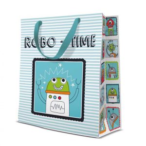 Robot Robo-Time papír ajándéktasak, ajándékzacskó 20x25x10 cm