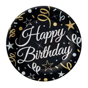 Happy Birthday B&C papírtányér 6 db-os 18 cm
