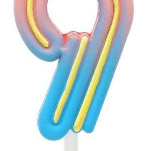 Színes 9-es Neon számgyertya, tortagyertya