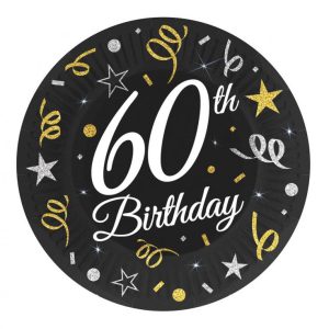 Happy Birthday 60 B&C papírtányér 6 db-os 18 cm