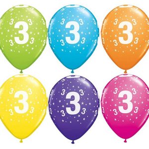 Happy Birthday 3 Tropical Mix léggömb, lufi 6 db-os 11 inch (28cm)