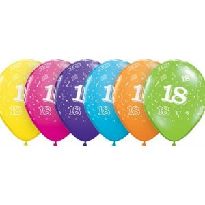 Színes Happy Birthday 18 Pastel Mix léggömb, lufi 6 db-os 11 inch (28cm)