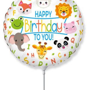 Állatos Happy Birthday Animals fólia lufi 36 cm (WP)