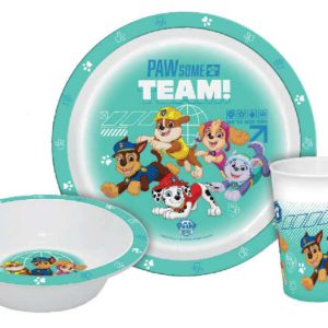 Mancs Őrjárat Team étkészlet, micro műanyag szett Dobozban