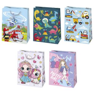 Színes Party papír ajándéktasak, ajándékzacskó 40,5x56x25 cm