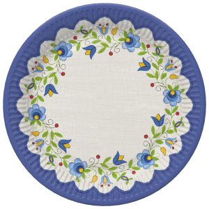 Hímzés Folk papírtányér 8 db-os 18 cm