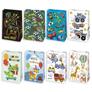 Színes Party papír ajándéktasak, ajándékzacskó 16x24x7 cm