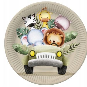 Állatos Safari in the Jeep papírtányér 8 db-os 22,7 cm