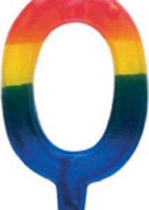 Színes Striped tortagyertya, számgyertya 0-ás