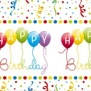 Happy Birthday Streamers műanyag asztalterítő 120x180 cm