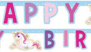 Unikornis Castle Happy Birthday felirat 185 cm