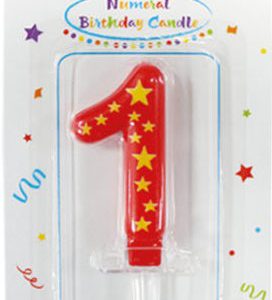Színes Stars tortagyertya, számgyertya 1-es
