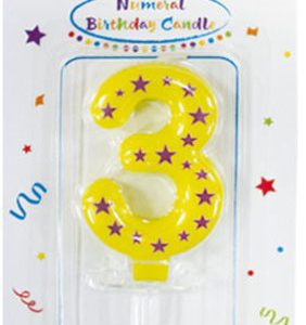 Színes Stars tortagyertya, számgyertya 3-as