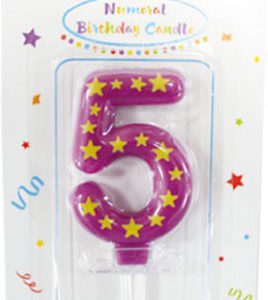Színes Stars tortagyertya, számgyertya 5-ös