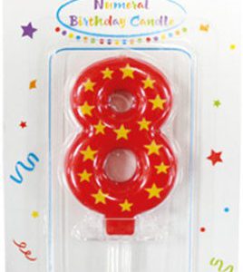 Színes Stars tortagyertya, számgyertya 8-as