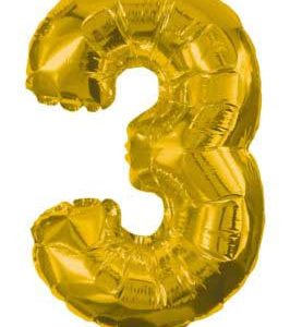 Arany Gold mini 3-as szám fólia lufi 31 cm