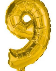 Arany Gold mini 9-es szám fólia lufi 35 cm