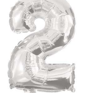 Mini 2-es Silver szám Fólia lufi 32 cm
