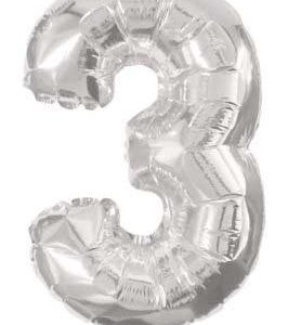 Mini 3-as Silver szám Fólia lufi 31 cm