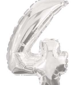 Mini 4-es Silver szám Fólia lufi 33 cm